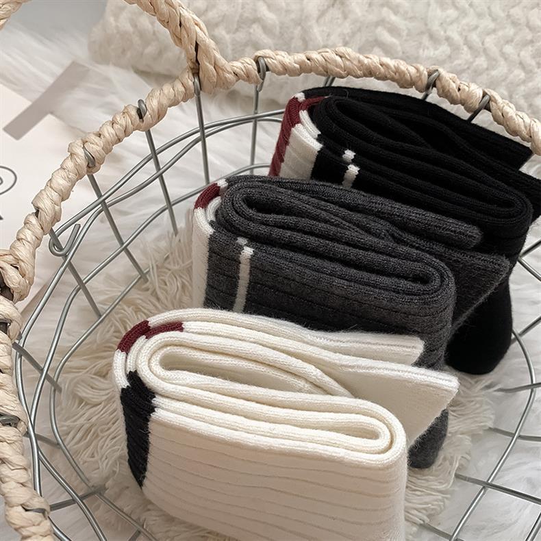 Striped Cotton Crew Socks for Women | Breathable Winter Everyday Socks