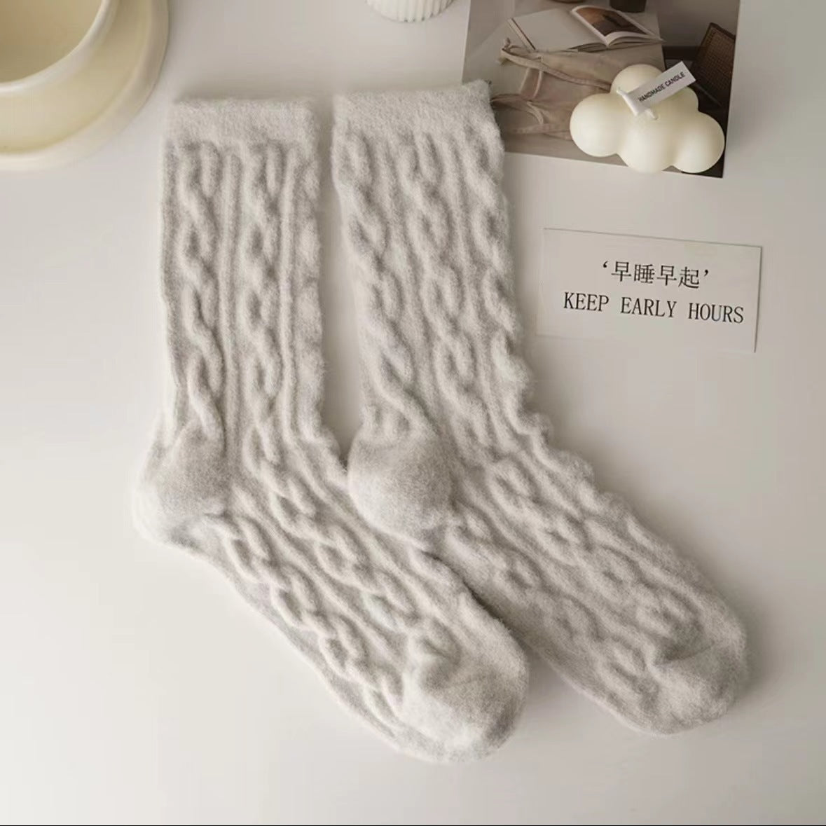 Cozy Fuzzy Crew Socks for Women | Warm Thick Winter Lounge