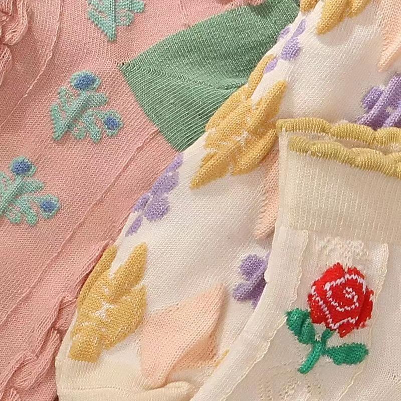 Floral Ruffle Ankle Socks for Women | Breathable Cotton Everyday Socks