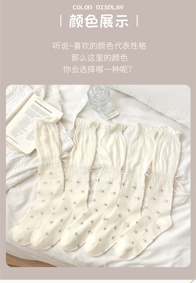 Cotton Floral Ballet Crew Socks | Breathable Socks for Women