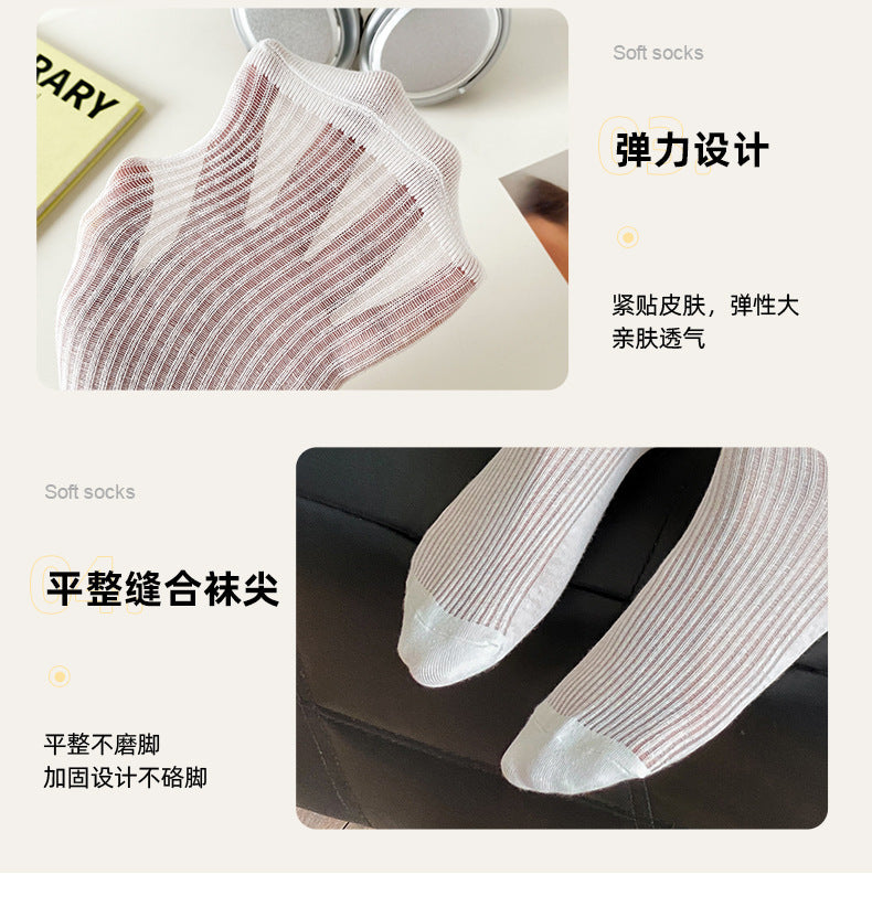 Bow Embroidered Women Ankle Socks | Breathable Cotton Mesh Summer Socks