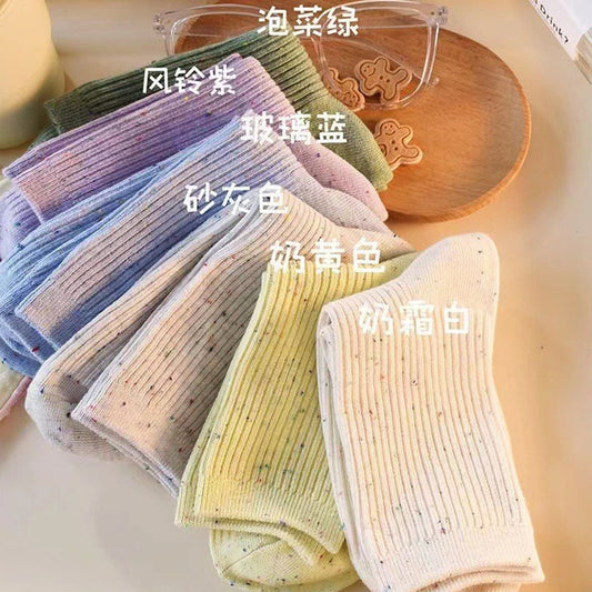 Speckled Cotton Crew Socks | Casual Everyday Women's Mid-Calf Socks
