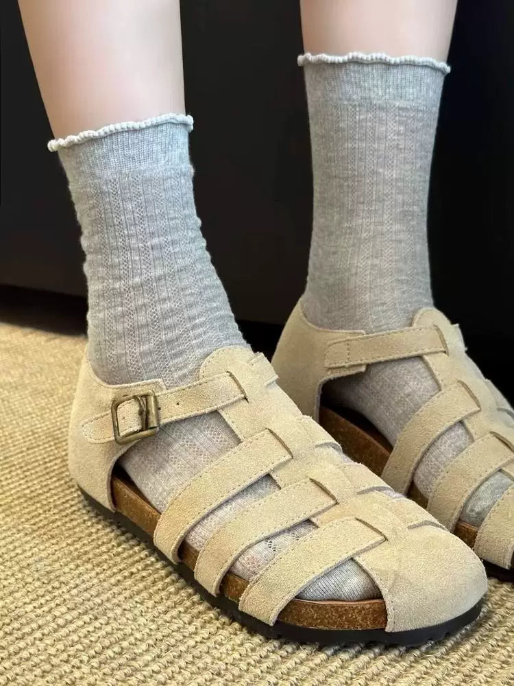 Ruffled Trim Ballet Crew Socks | Breathable Summer Socks for Women