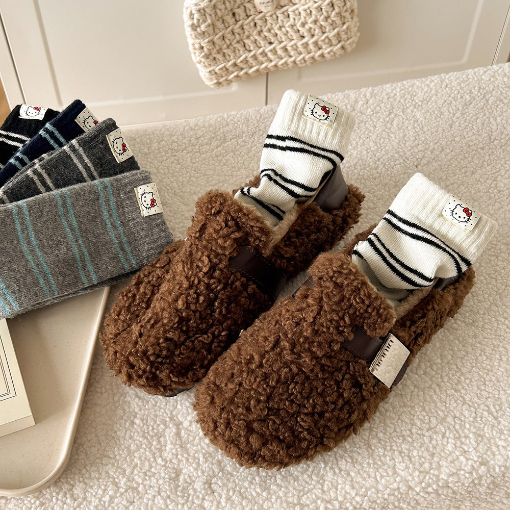 Cozy Wool Striped Crew Socks | Warm Winter Socks for Women