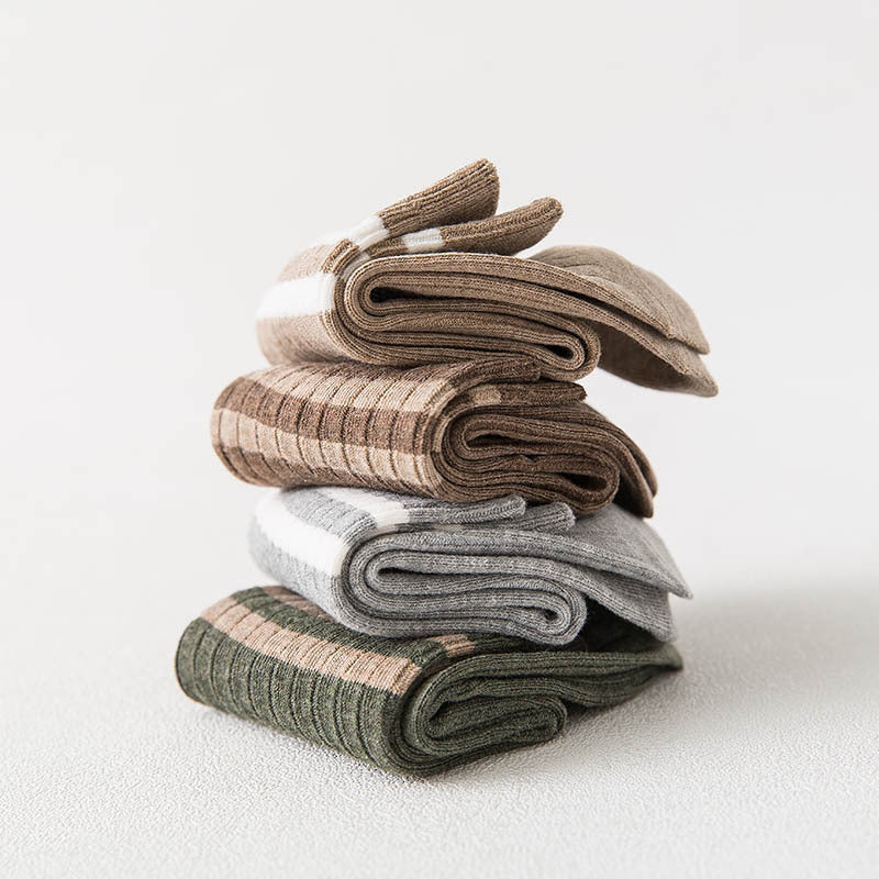 Men's Striped Cotton Crew Socks | Breathable All-Season Everyday