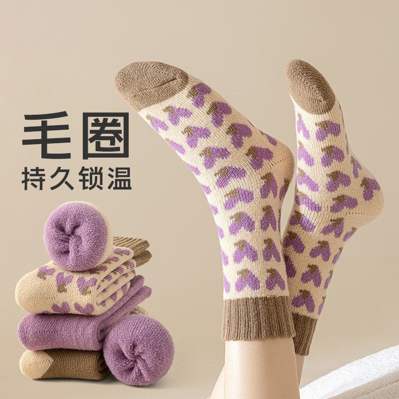 Women's Cozy Thick Winter Crew Socks | Warm Insulated Terry Socks