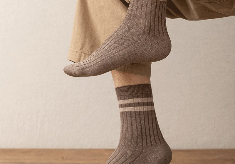 Men's Striped Cotton Crew Socks | Breathable All-Season Everyday