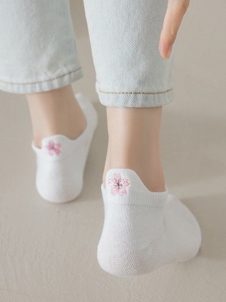 Cute Embroidered No Show Socks for Women | Breathable Cotton