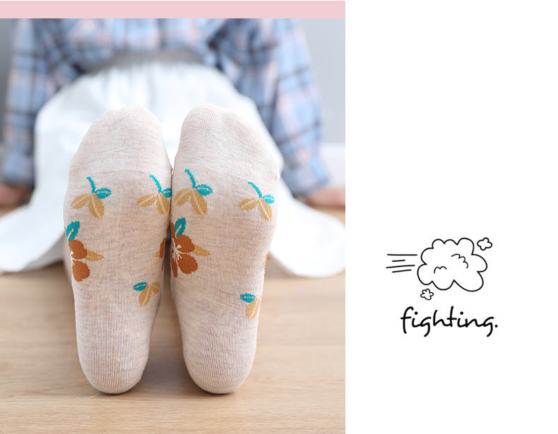 Floral No-Show Socks for Women | Soft Cotton Low Cut Socks