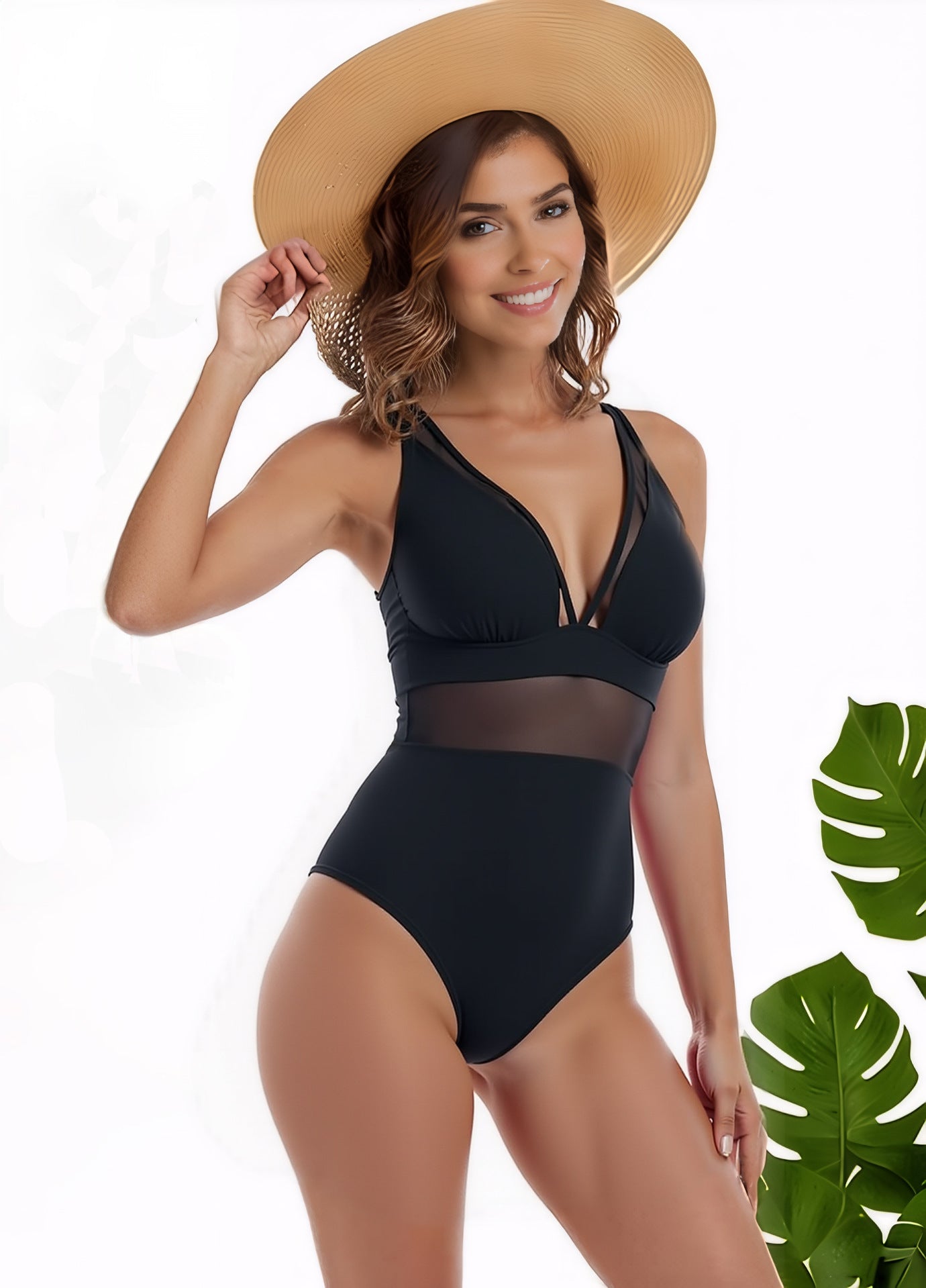 Sheer Mesh Sexy Black One-Piece Swimsuit | Women's Beach Swimwear
