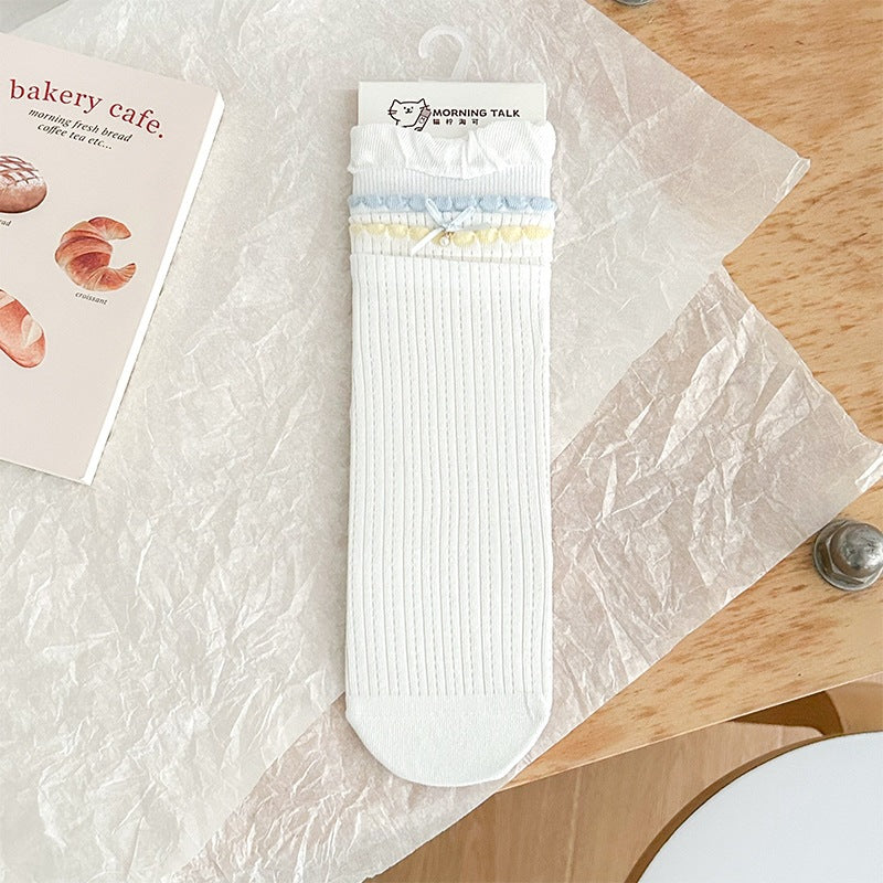Cute Cotton Crew Socks for Women | Breathable Summer Mid-Calf Socks