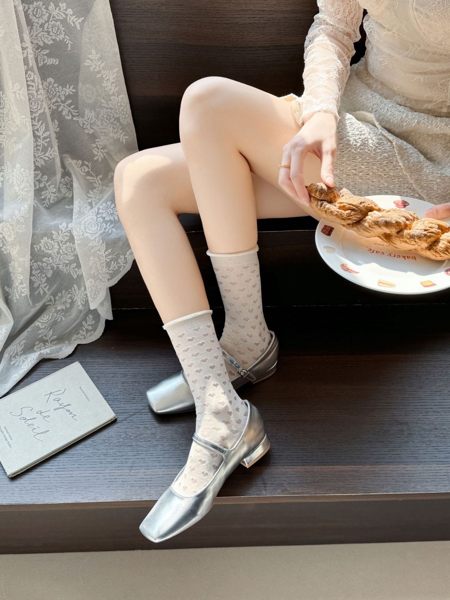 Sheer Cotton Crew Socks | Thin Summer Mid-Calf for Women