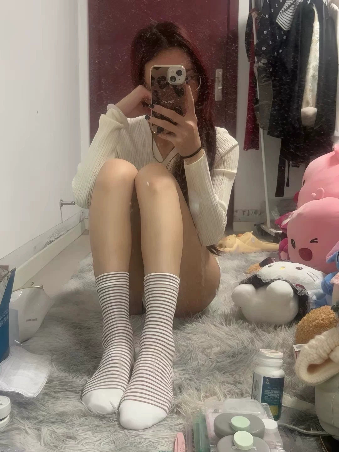 Soft Striped Cotton Crew Socks for Women | Loose Top Comfort