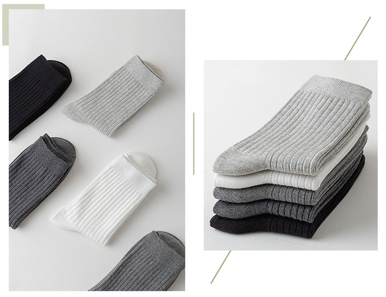 Solid Cotton Crew Socks for Men | Breathable Work & Athletic Socks