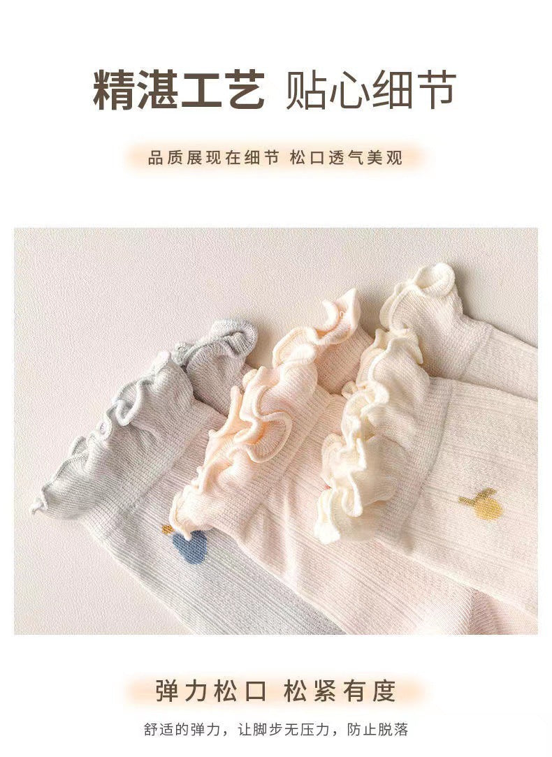 Breathable Ruffled Crew Socks | Thin Summer Women's Mid-Calf Socks
