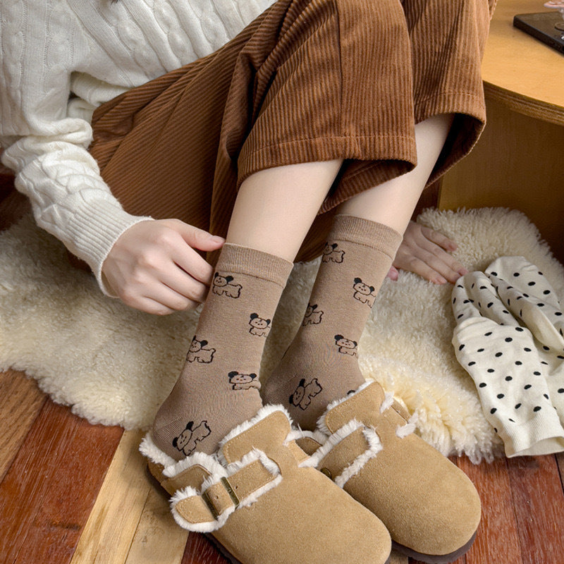 Cozy Cotton Crew Socks | Cute Puppy Winter Socks for Women
