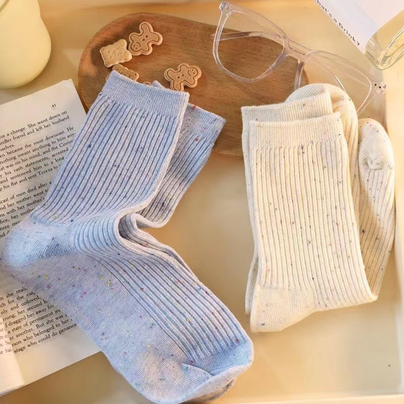 Speckled Cotton Crew Socks | Casual Everyday Women's Mid-Calf Socks