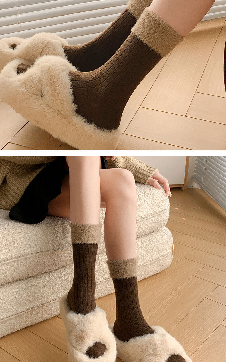 Fuzzy Cozy Crew Socks | Warm Winter Socks for Women