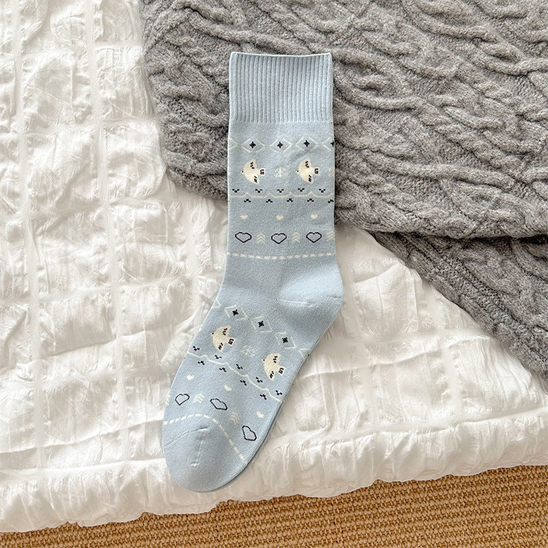 Cozy Cotton Crew Socks for Women | Cute Patterned Winter Socks