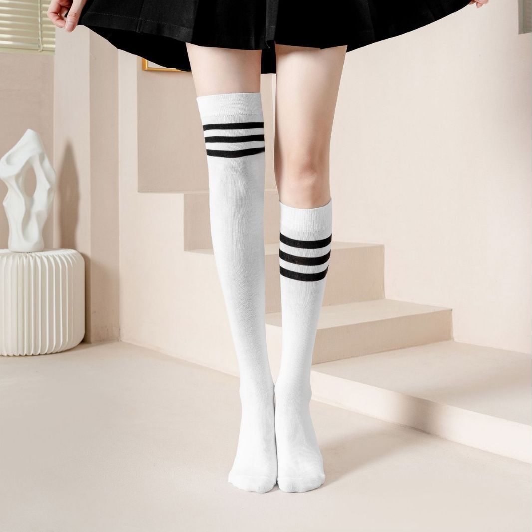 Three Stripe Micro Compression Socks for Women | Slimming Long Socks