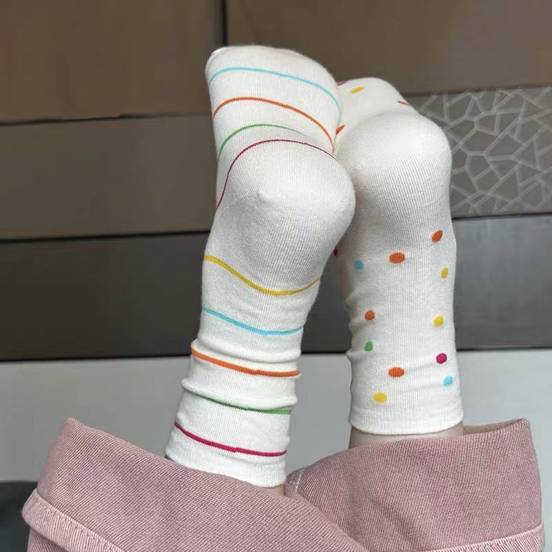 Cute Cotton Crew Socks for Women | Colorful Dopamine Patterned Socks