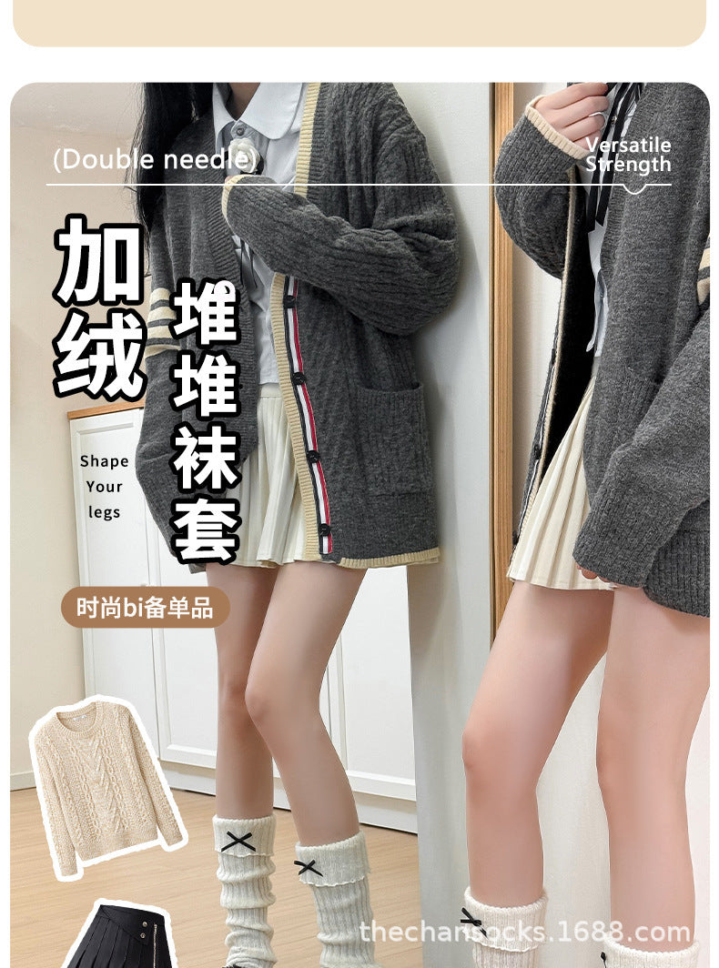 Cozy Ruffled Bow Slouch Socks for Women | Warm Winter JK Socks