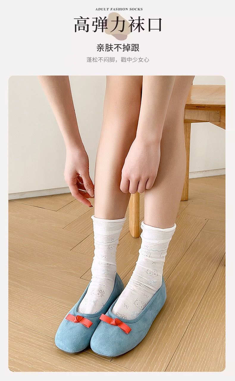 Cute Cotton Crew Socks for Women | Breathable Summer Mid-Calf Socks