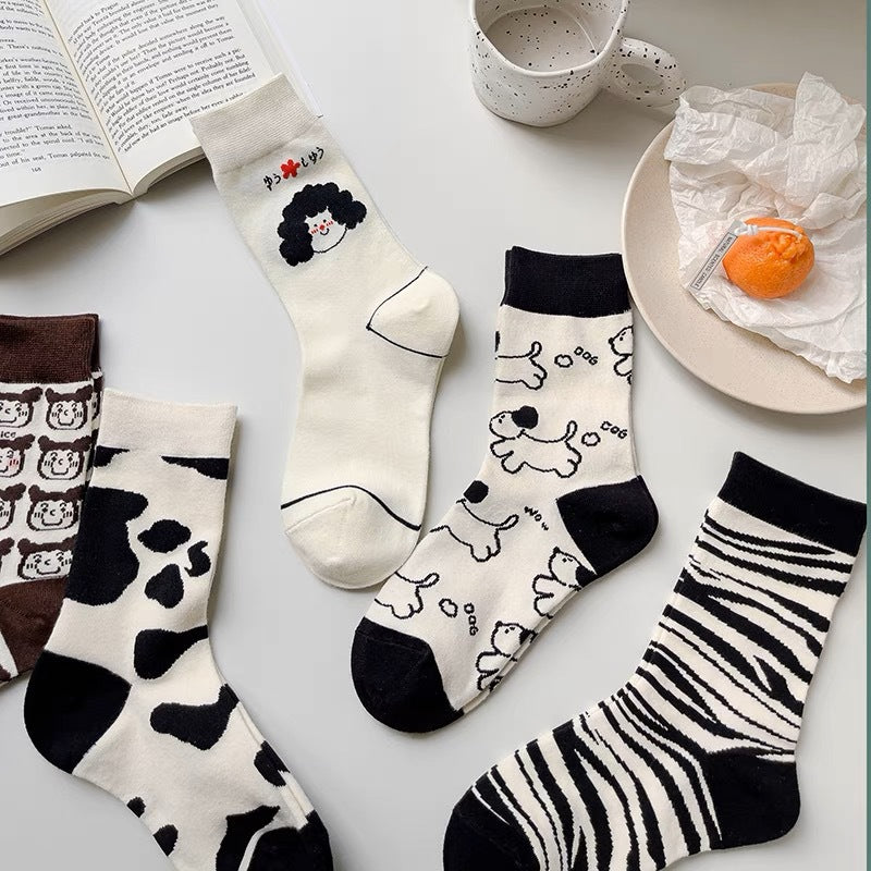 Cute Cartoon Novelty Crew Socks | Fun Patterned Cotton Socks for Women