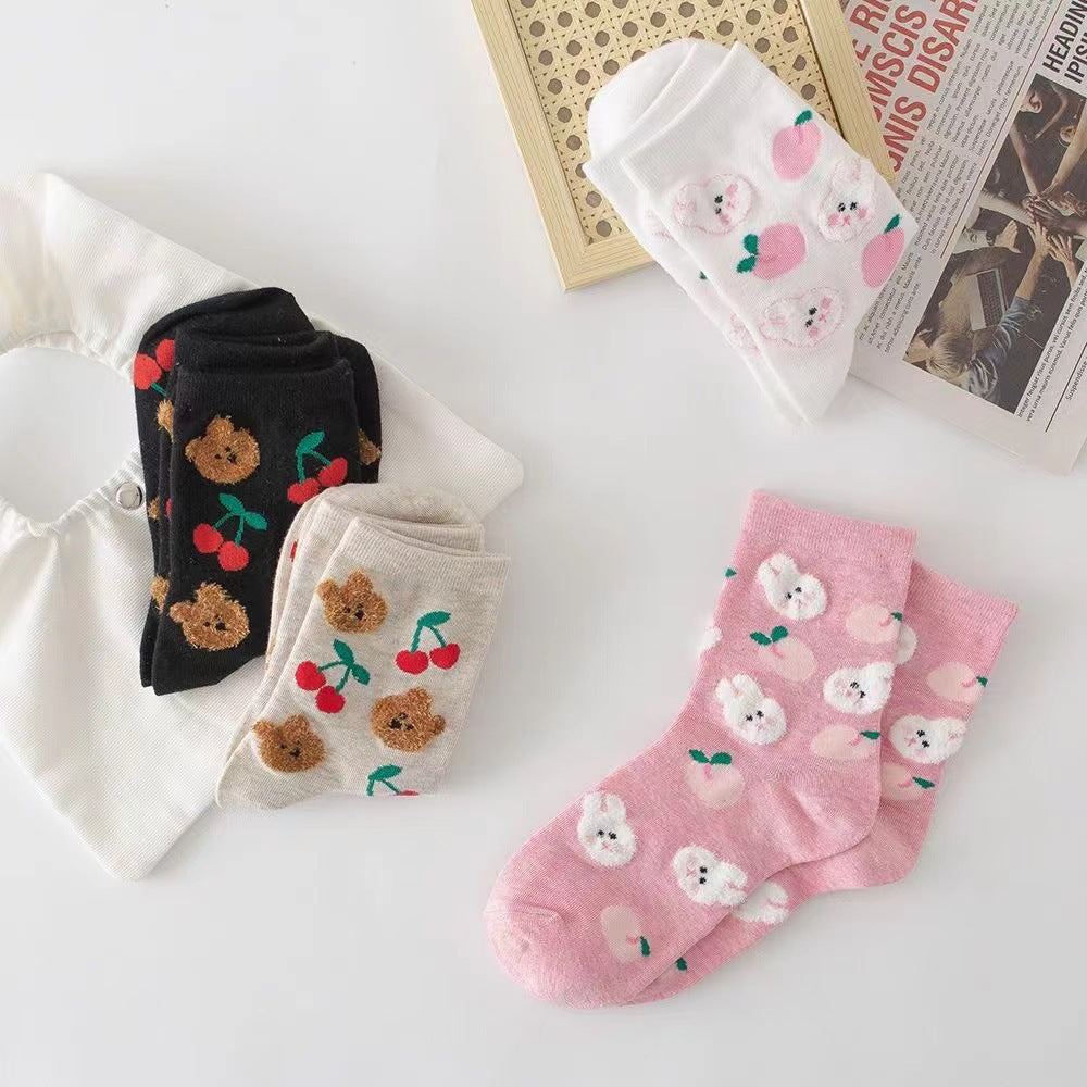 Cute Cartoon Cotton Crew Socks | Soft Novelty Socks for Women