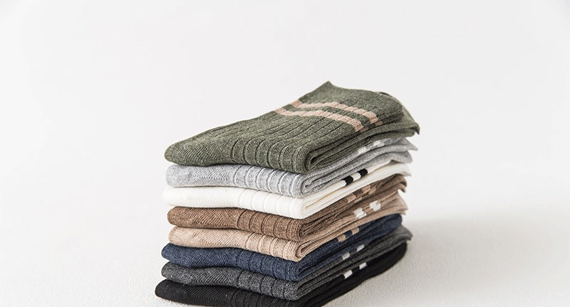 Men's Striped Cotton Crew Socks | Breathable All-Season Everyday