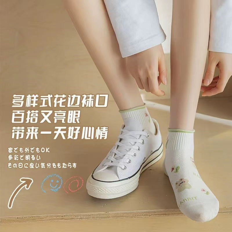 Cute Printed Ankle Socks for Women | Breathable Cotton Spring Socks