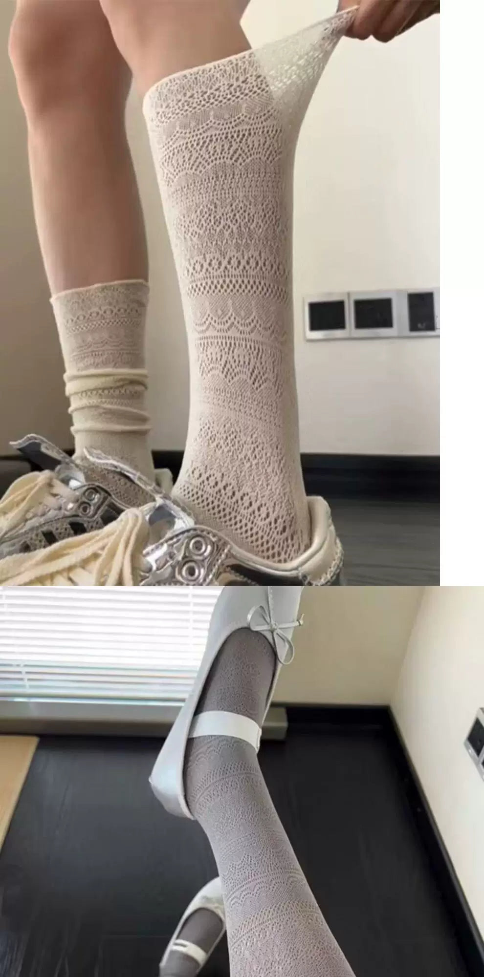 Lace Knee High Slouch Socks | Thin Breathable Summer Socks for Women