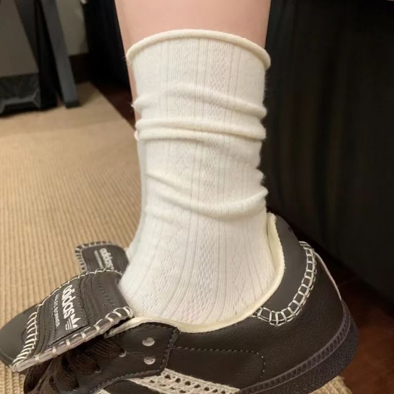 Ribbed Slouch Crew Socks for Women | Lightweight Breathable Everyday Socks