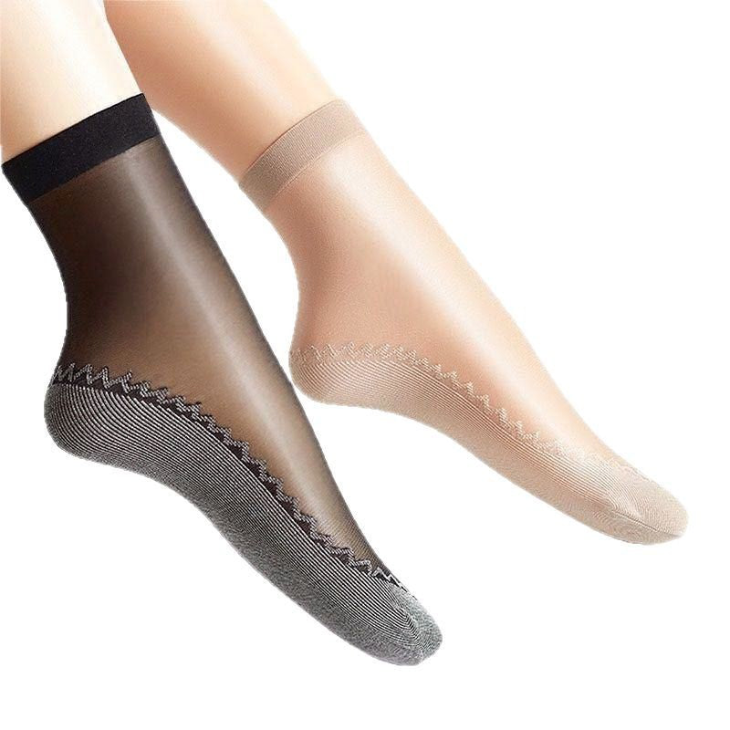 Cotton Sole Sheer Dress Socks | Non-Slip Snag Resistant Women's Socks
