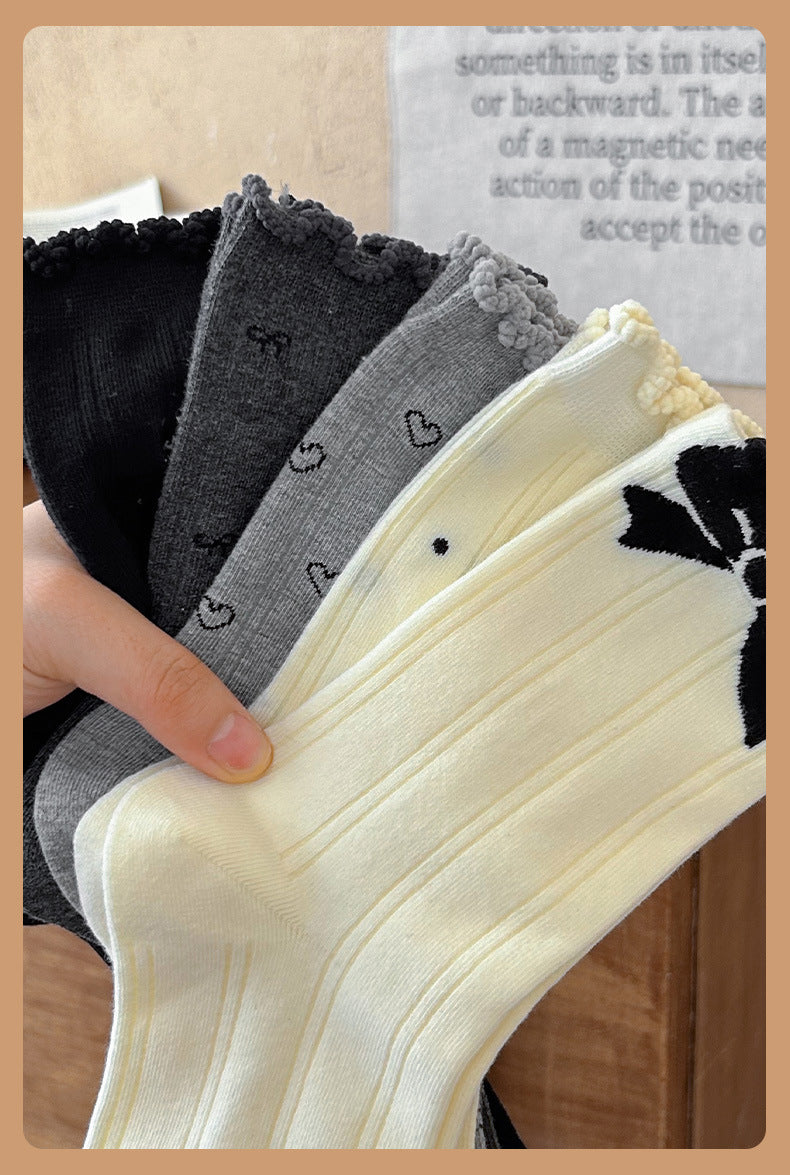Cute Cotton Crew Socks for Women | Patterned Fall Winter Socks