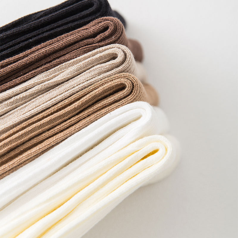 Ribbed Cotton Crew Socks for Women | Neutral Winter Slouch Socks