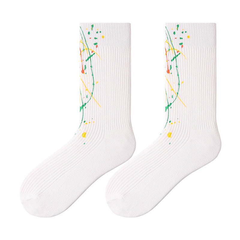 Splatter Graffiti Crew Socks | Breathable Trendy Streetwear Socks