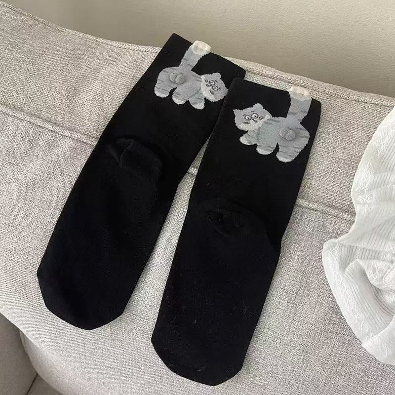 Funny 3D Cat Novelty Crew Socks for Women | Soft Cotton Cute Socks