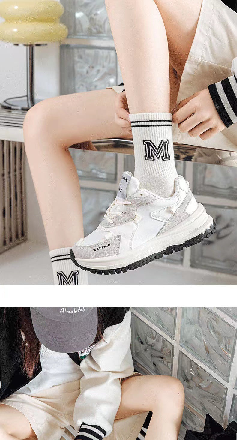 Crew Socks for Women | Black White Trendy Athletic Casual Socks