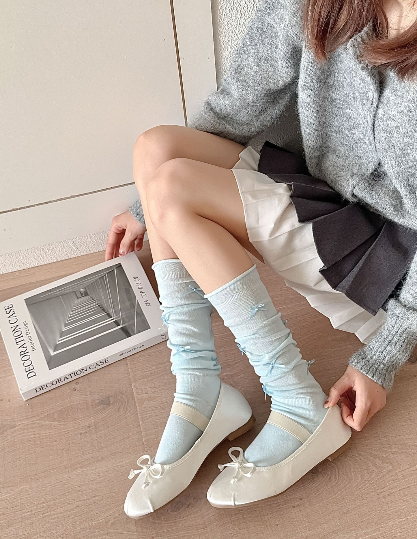 Bow Accent Slouch Socks | Thin Summer Calf Socks for Women