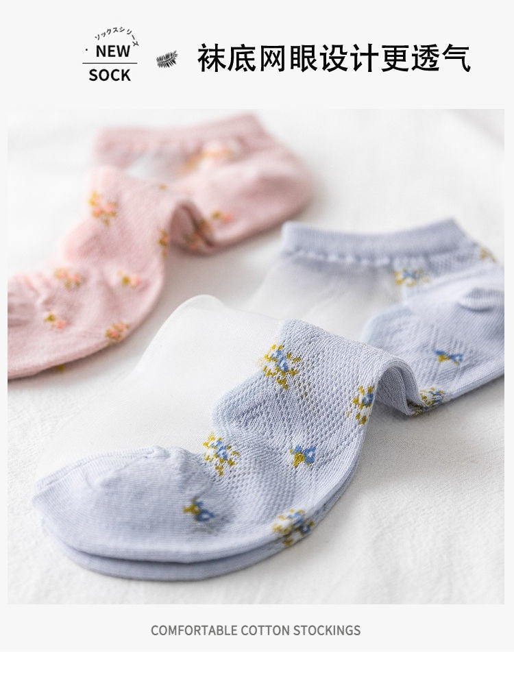 Sheer No-Show Socks for Women | Breathable Cotton Sole Summer Socks