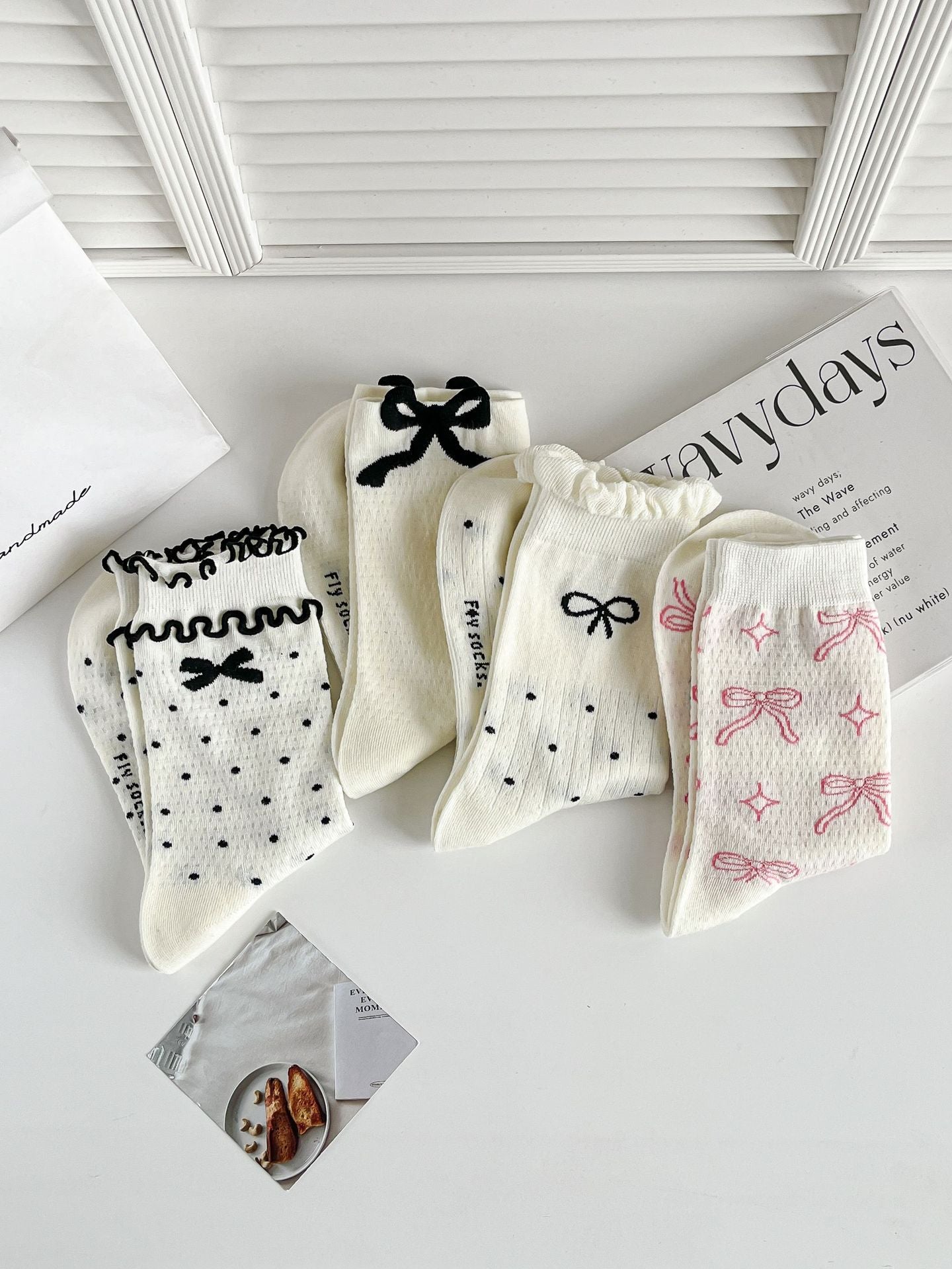 Balletcore Bow Crew Socks for Women | Breathable Summer Socks
