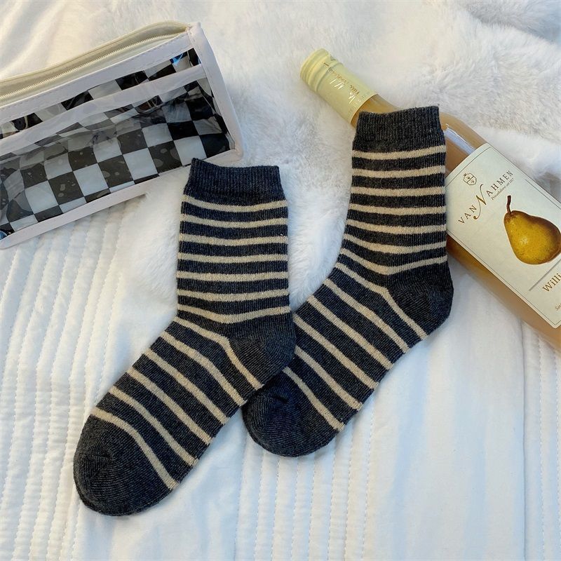 Cozy Striped Crew Socks for Women | Thick Warm Winter Socks