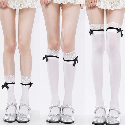 Lace Bow Balletcore Socks for Women | Lightweight Sheer Summer Socks