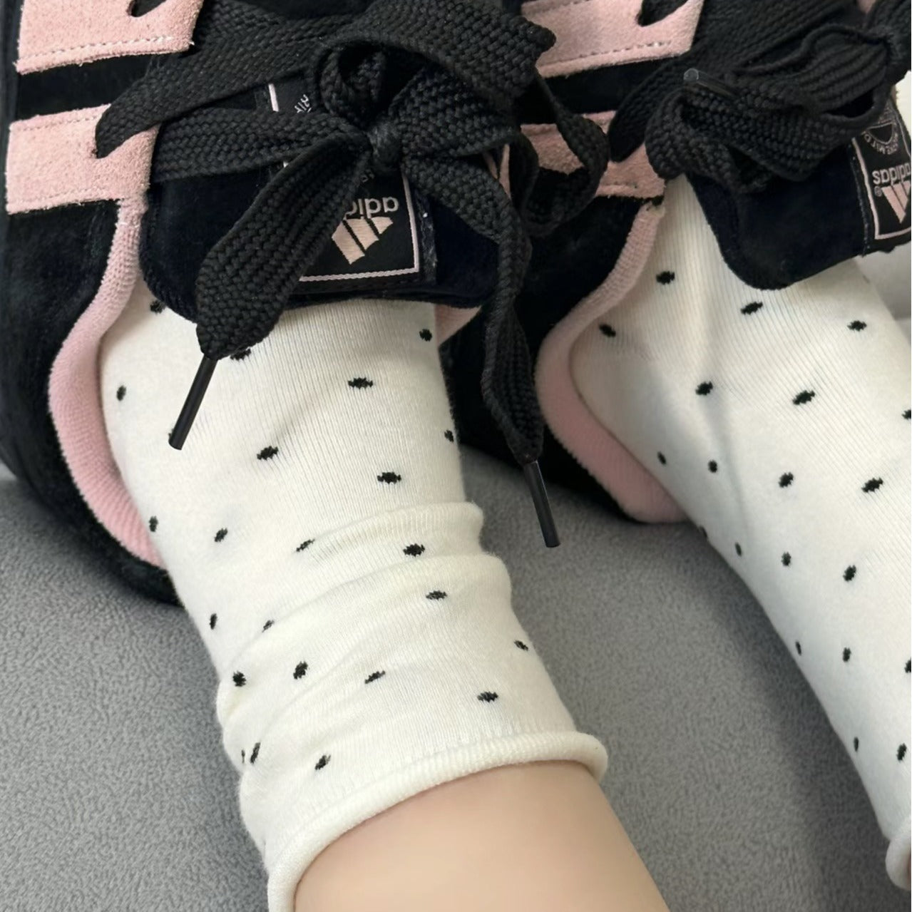 Polka Dot Cotton Crew Socks | Women's Rolled Edge Mid Calf Socks