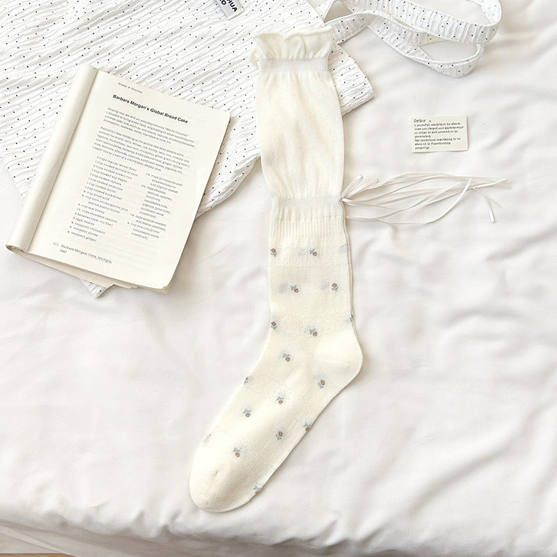 Cotton Floral Ballet Crew Socks | Breathable Socks for Women