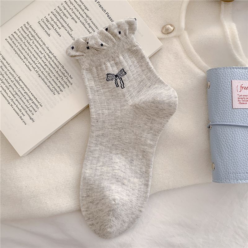 Cute Bow Ruffle Ankle Socks for Women | Balletcore Thin Warm Weather Socks