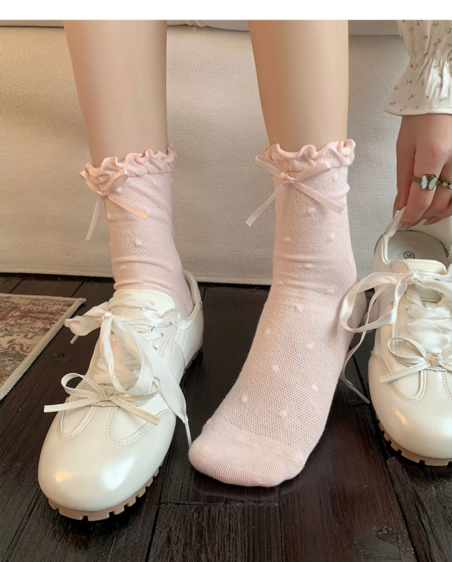 Ruffled Balletcore Crew Socks for Women | Breathable Summer Socks
