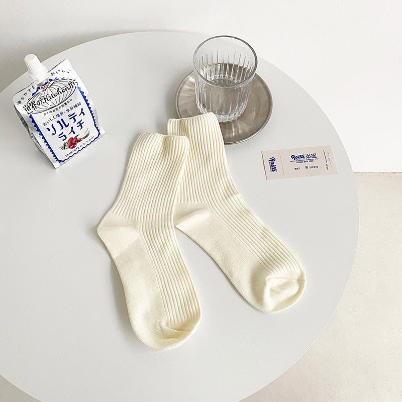 Trendy Slouch Crew Socks | Solid Neutral Socks for Women