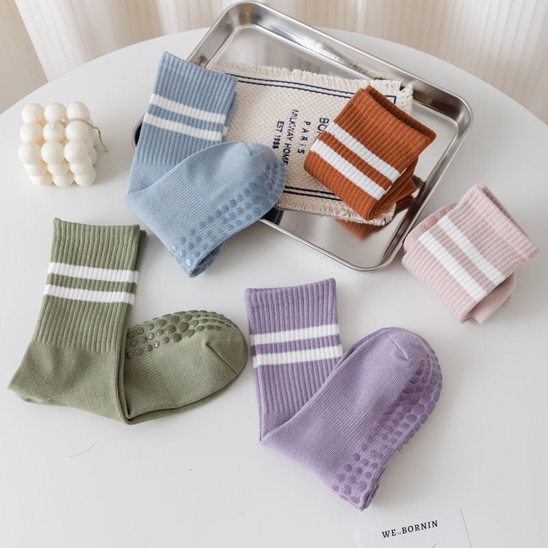 Non-Slip Grip Crew Yoga Socks for Women | Athletic Gym Socks